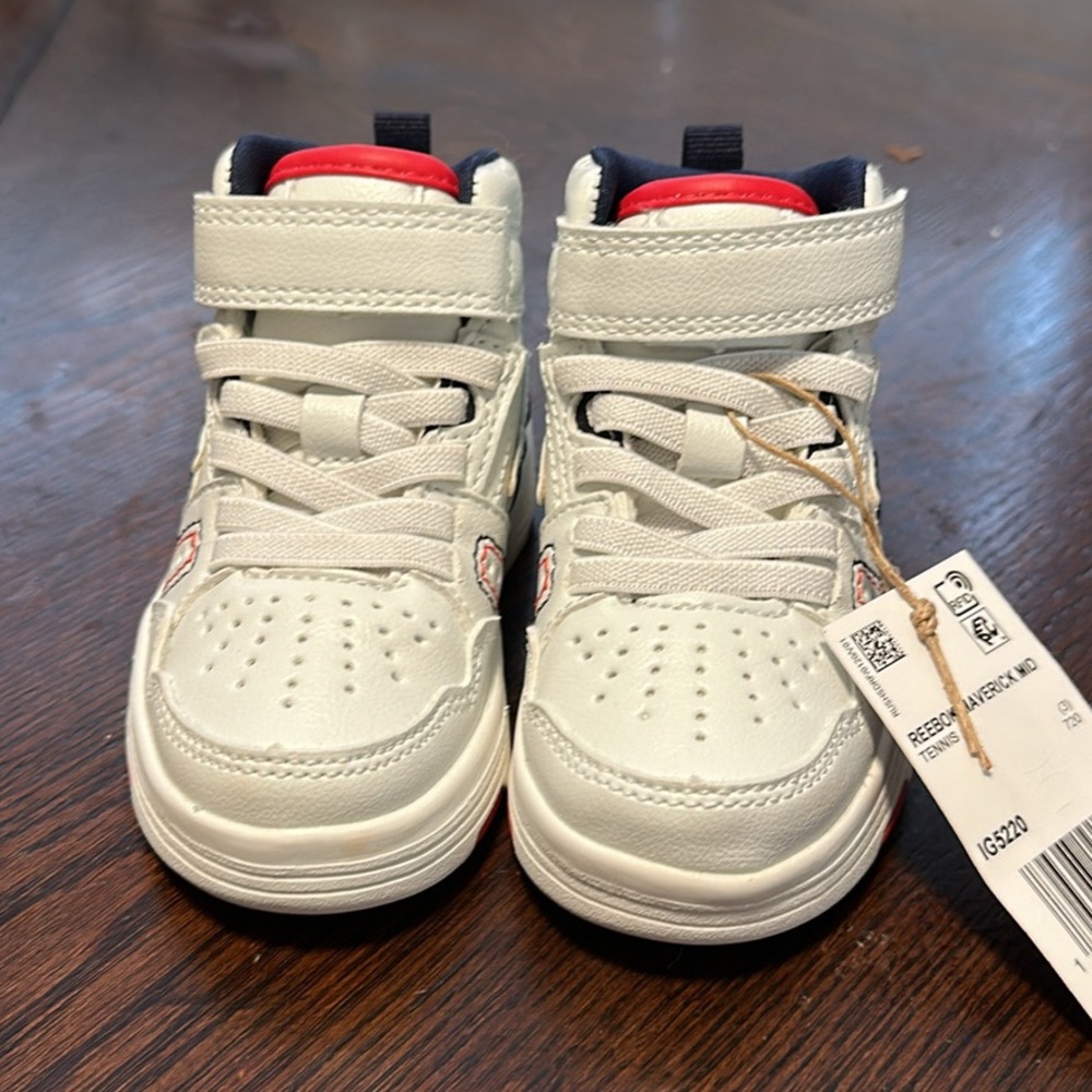 Reebok Kids Cream and Red High-Top Sneakers